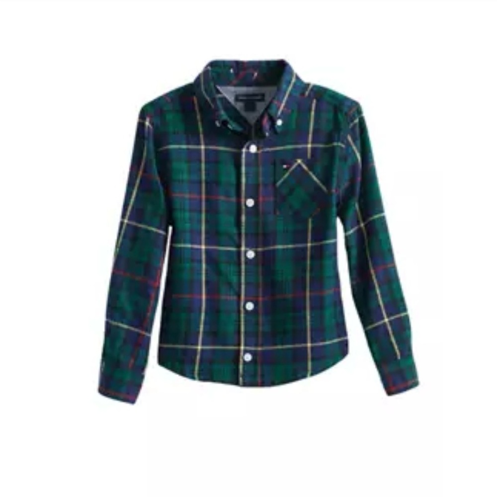 Boys Tommy Hilfiger Long Sleeve Plaid Flannel Button Up